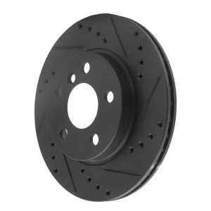 BMW i3 Brake Rotor (1) - Front Right - R1 Concepts - Drilled & Slotted - Black - `14-`21